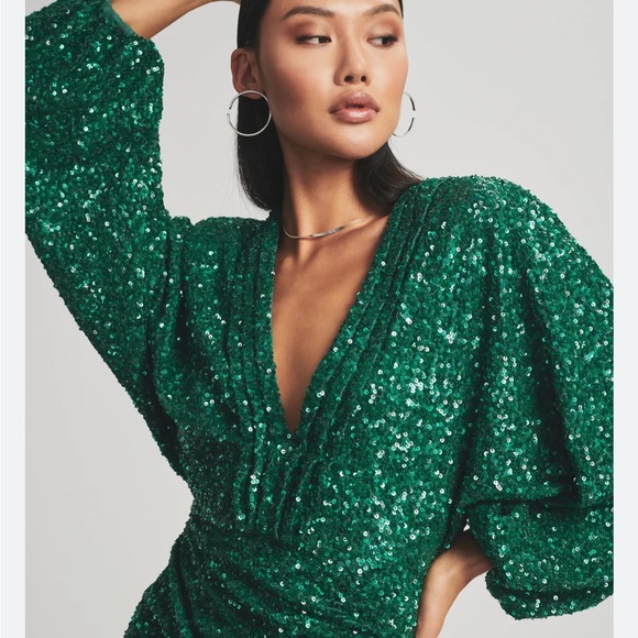 NWT Retrofete sequined Edith emerald green dress - Picture 2 of 10